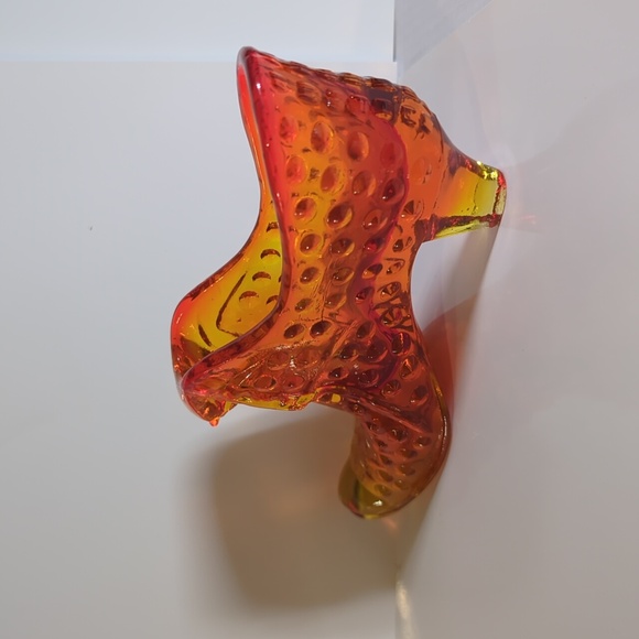Vintage Fenton Amberina Hobnail Glass Cat Head Shoe - Picture 2 of 5